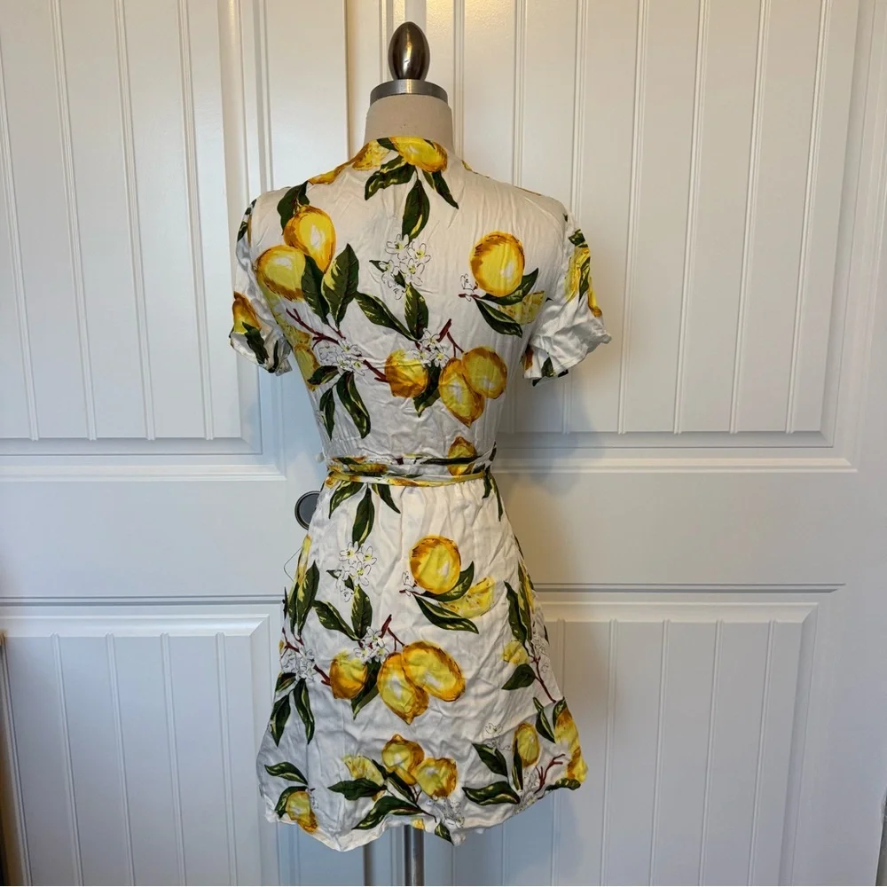 Lulus A La Tart White and Yellow Lemon Print Wrap Dress - Picture 3 of 8